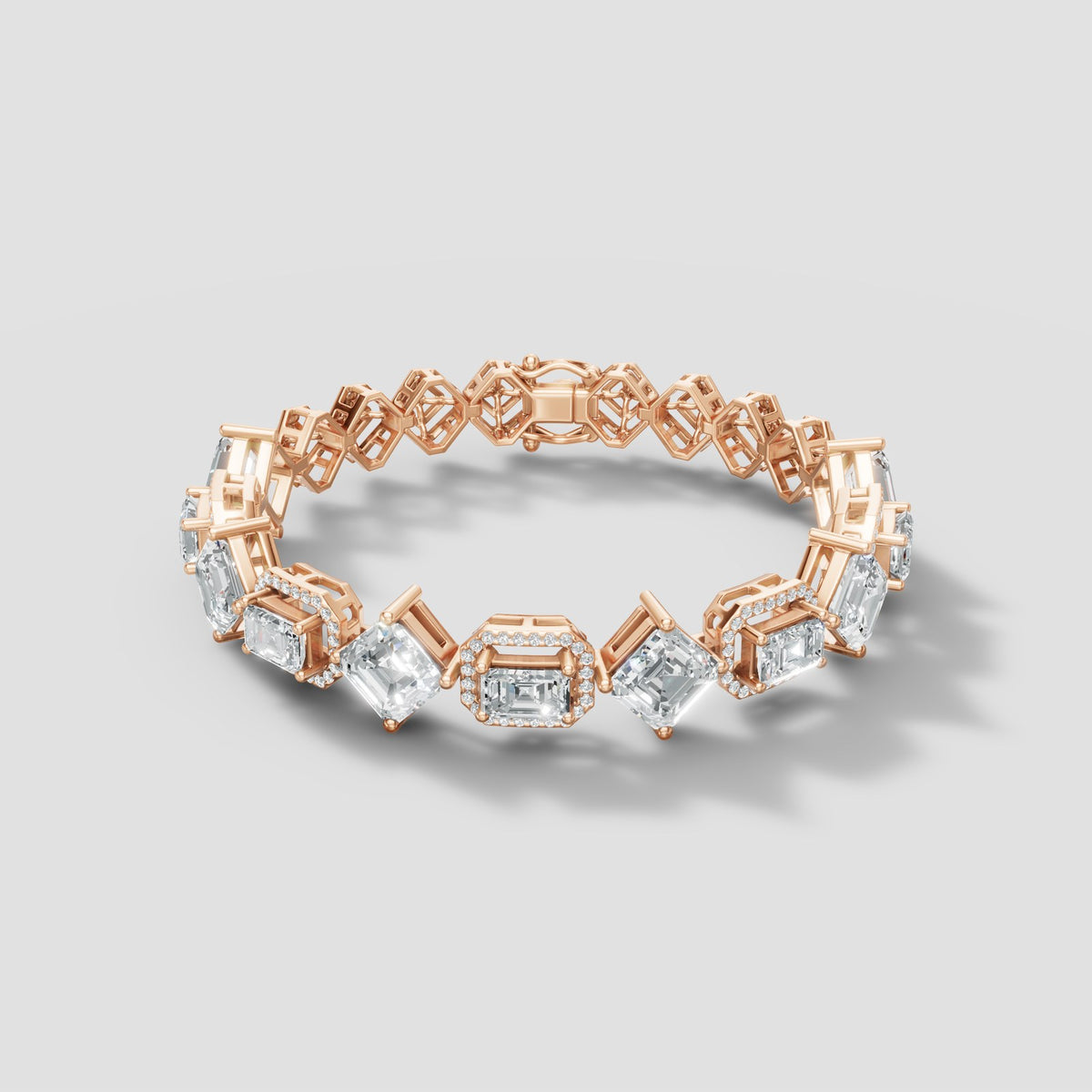 Mixed Cut Station Bracelet in Rose Gold