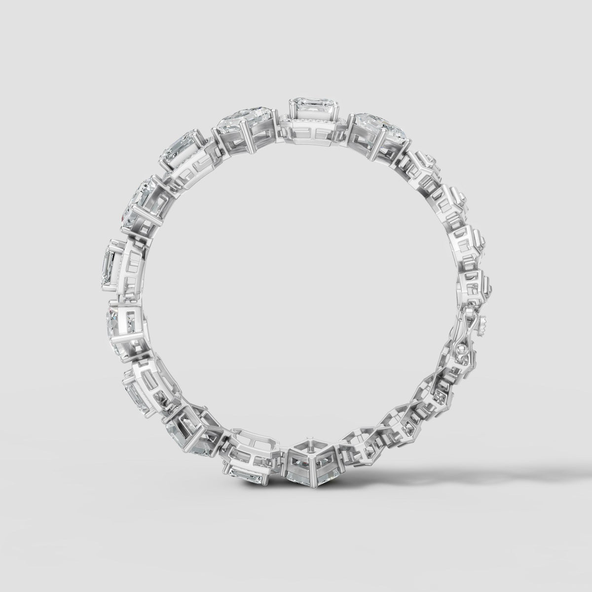 Mixed Cut Station Bracelet in White Gold