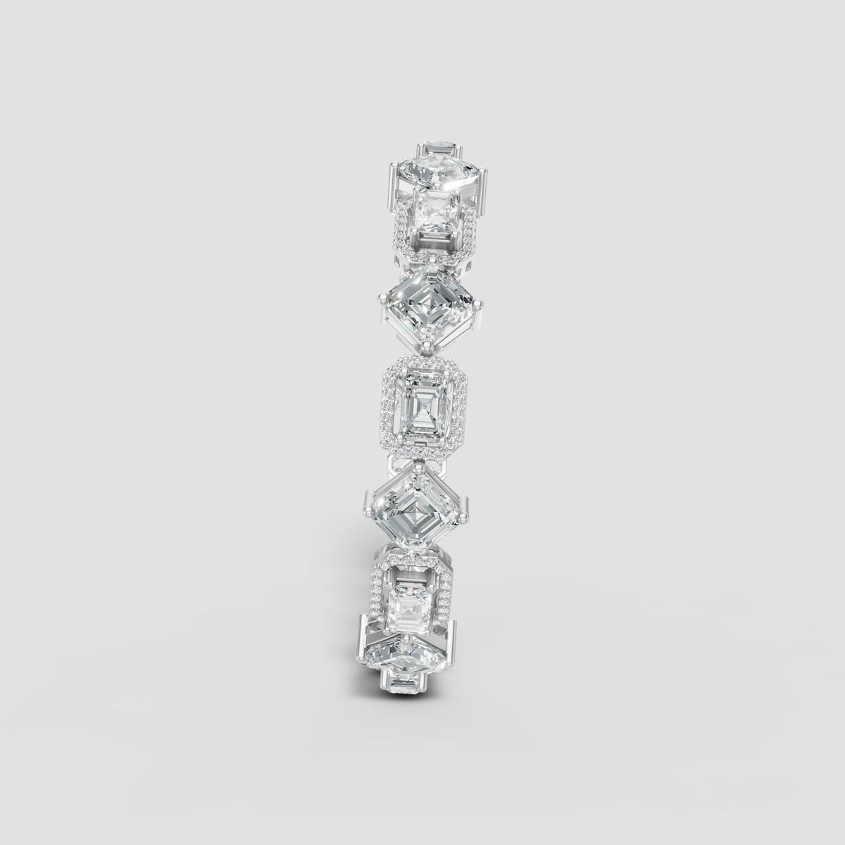 Mixed Cut Station Bracelet in White Gold