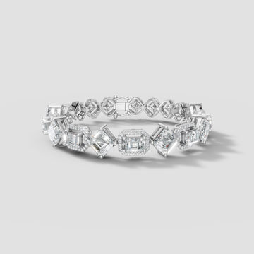 Mixed Cut Station Bracelet in White Gold