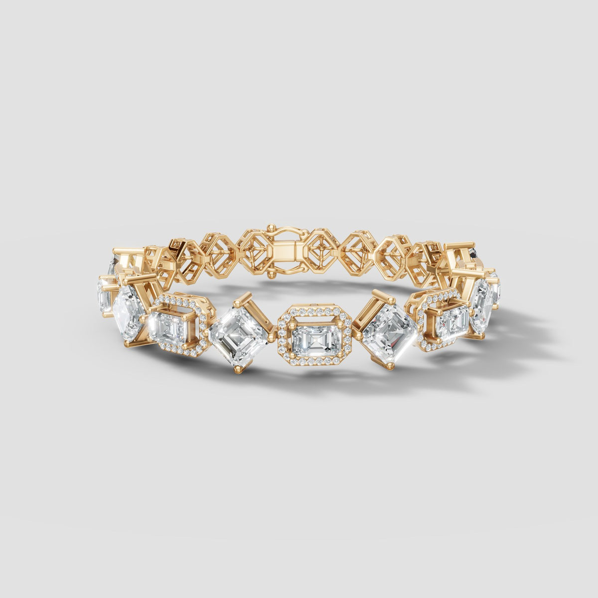 Mixed Cut Station Bracelet in Yellow Gold