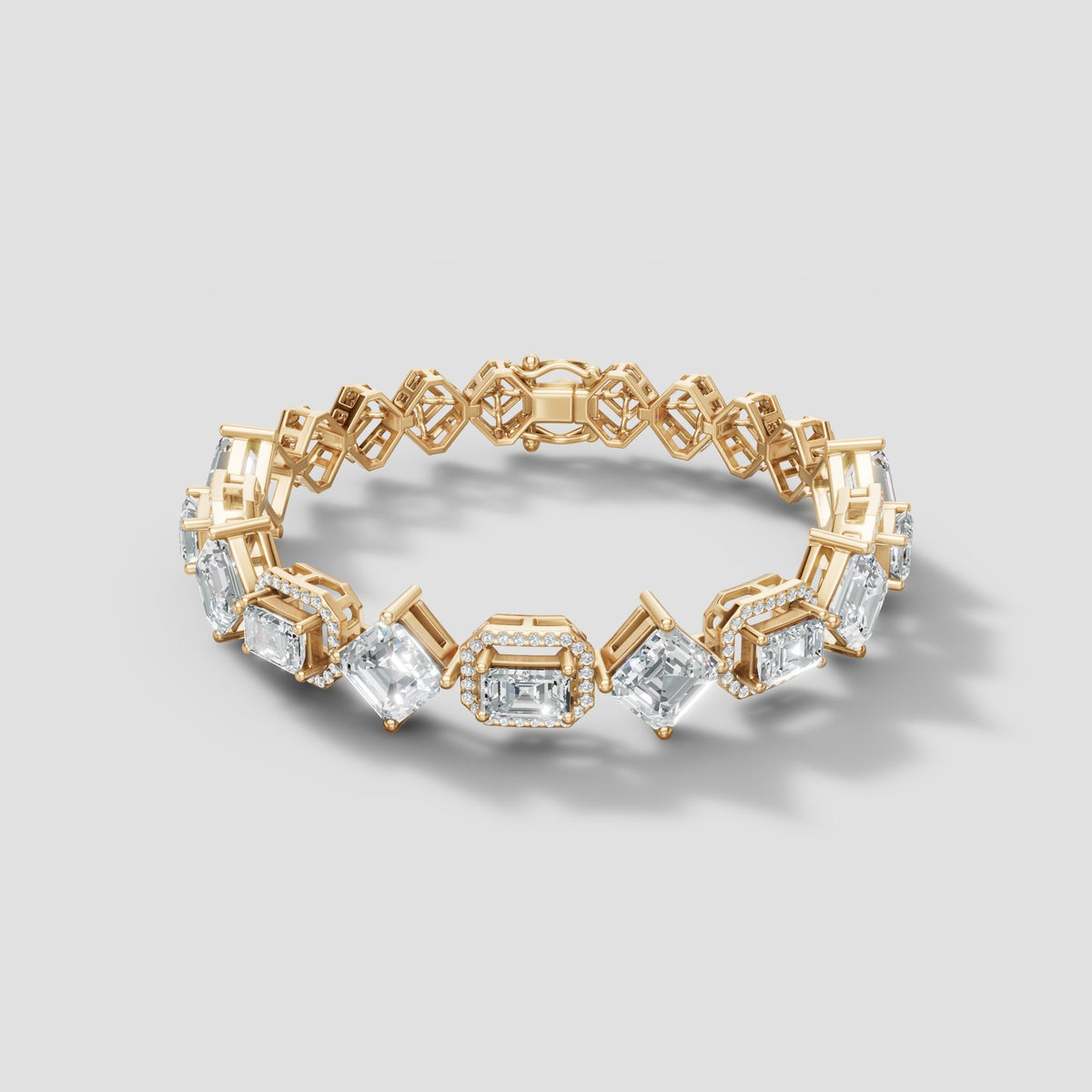 Mixed Cut Station Bracelet in Yellow Gold