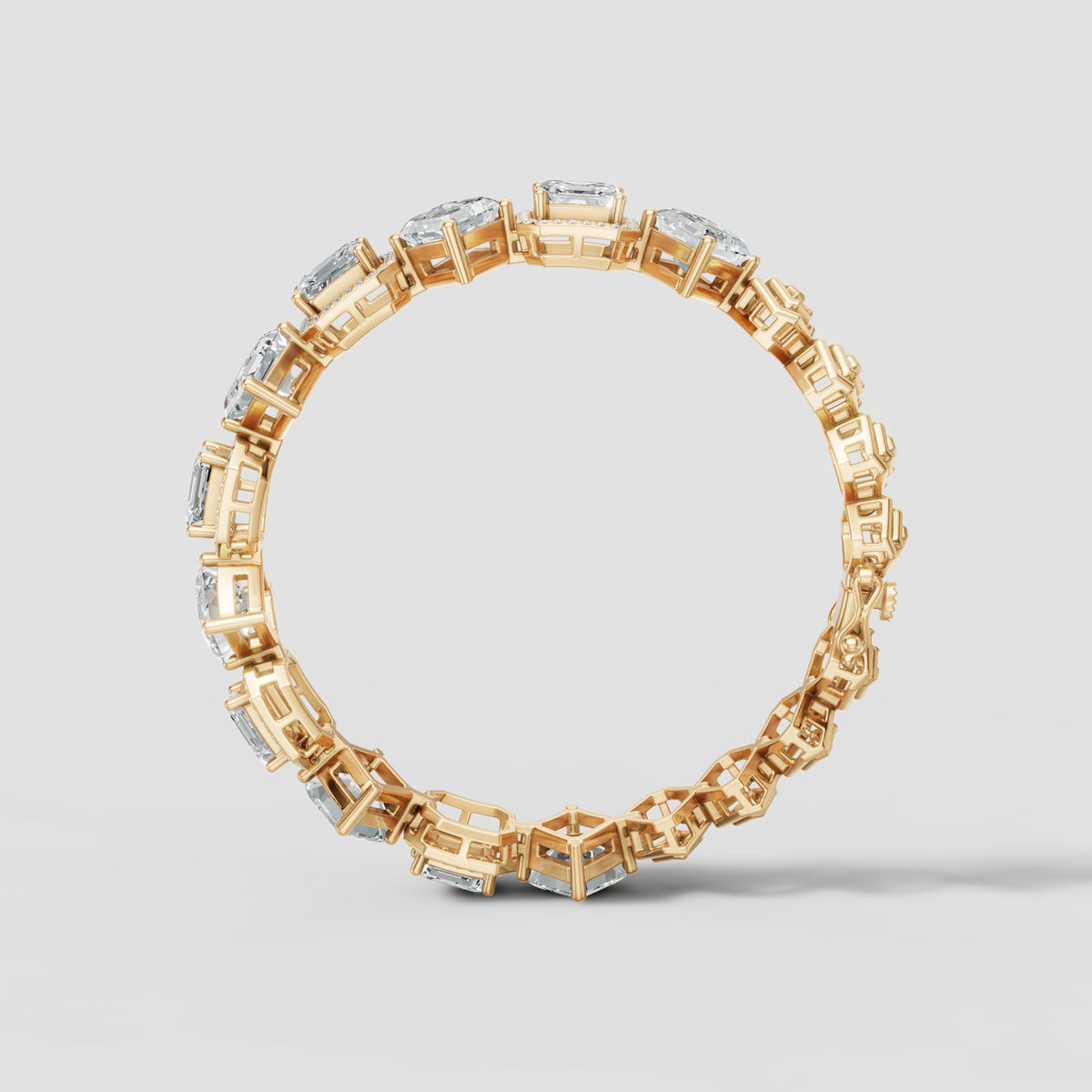 Mixed Cut Station Bracelet in Yellow Gold