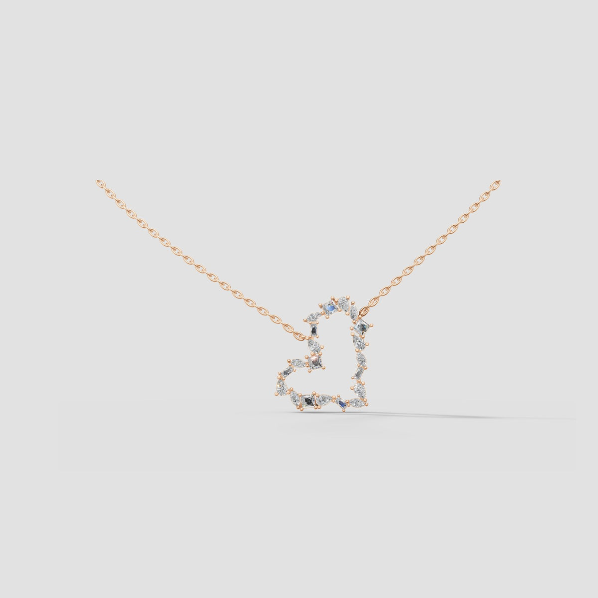 Mosaic Open Heart Necklace in Rose Gold