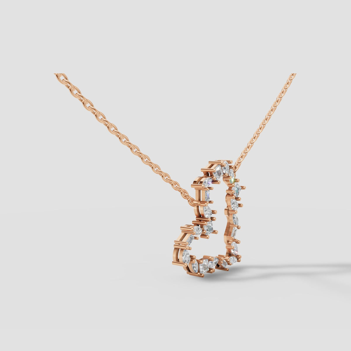 Mosaic Open Heart Necklace in Rose Gold