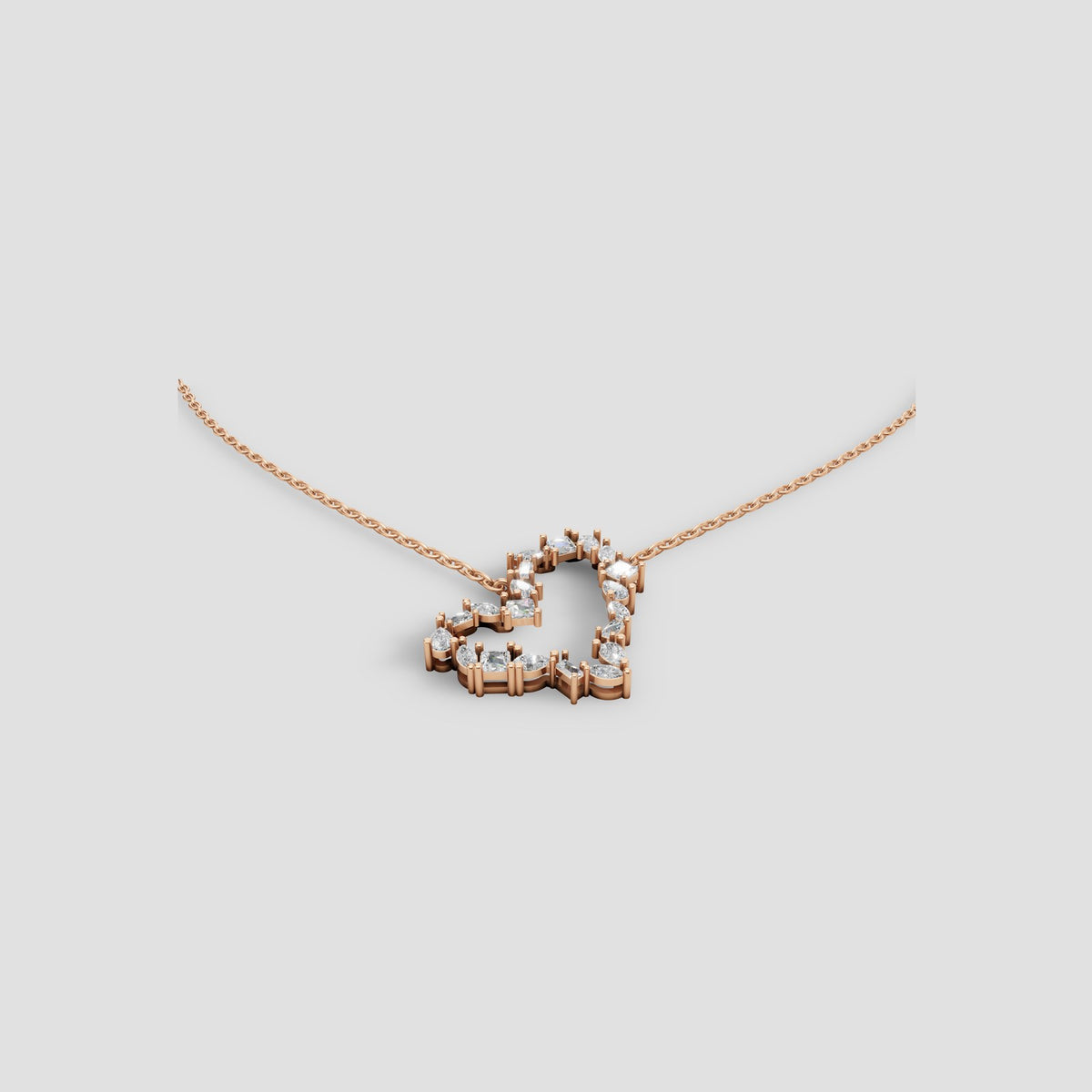Mosaic Open Heart Necklace in Rose Gold