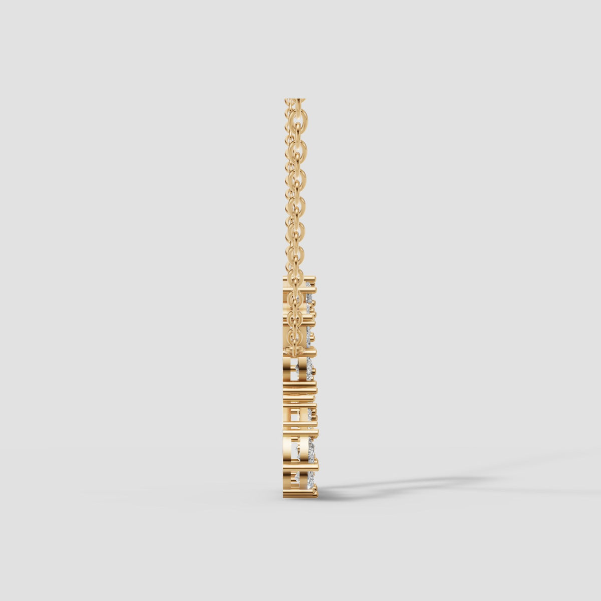 Mosaic Open Heart Necklace in Yellow Gold