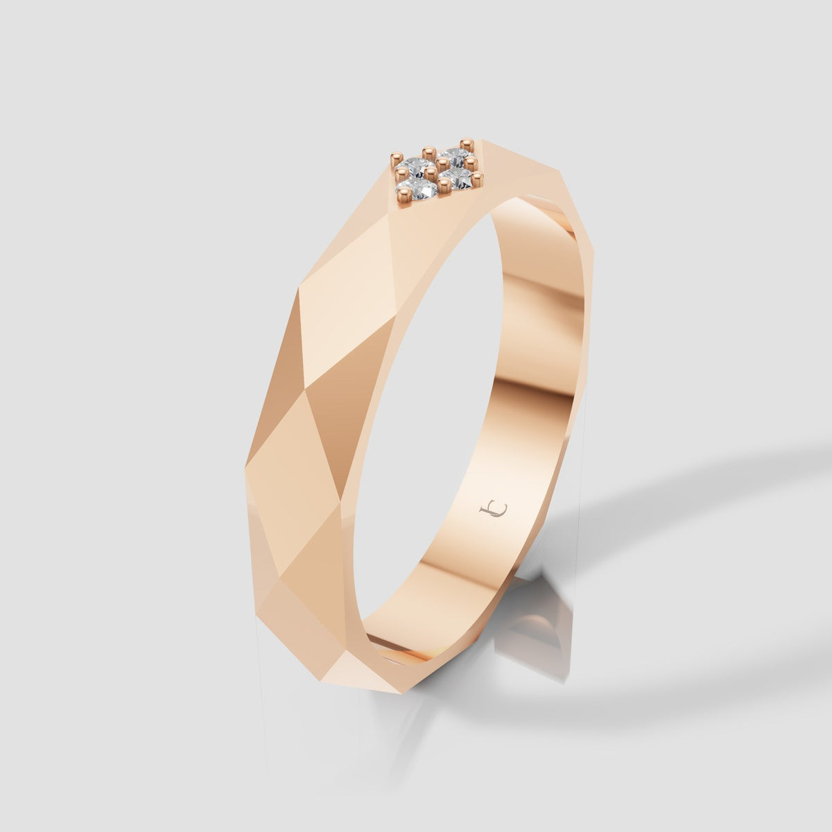 Nolan Faceted Diamond Band in Rose Gold