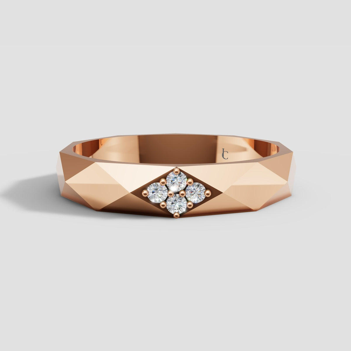 Nolan Faceted Diamond Band in Rose Gold