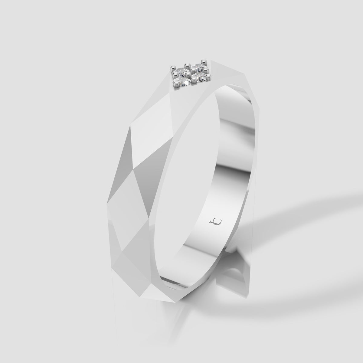 Nolan Faceted Diamond Band in White Gold
