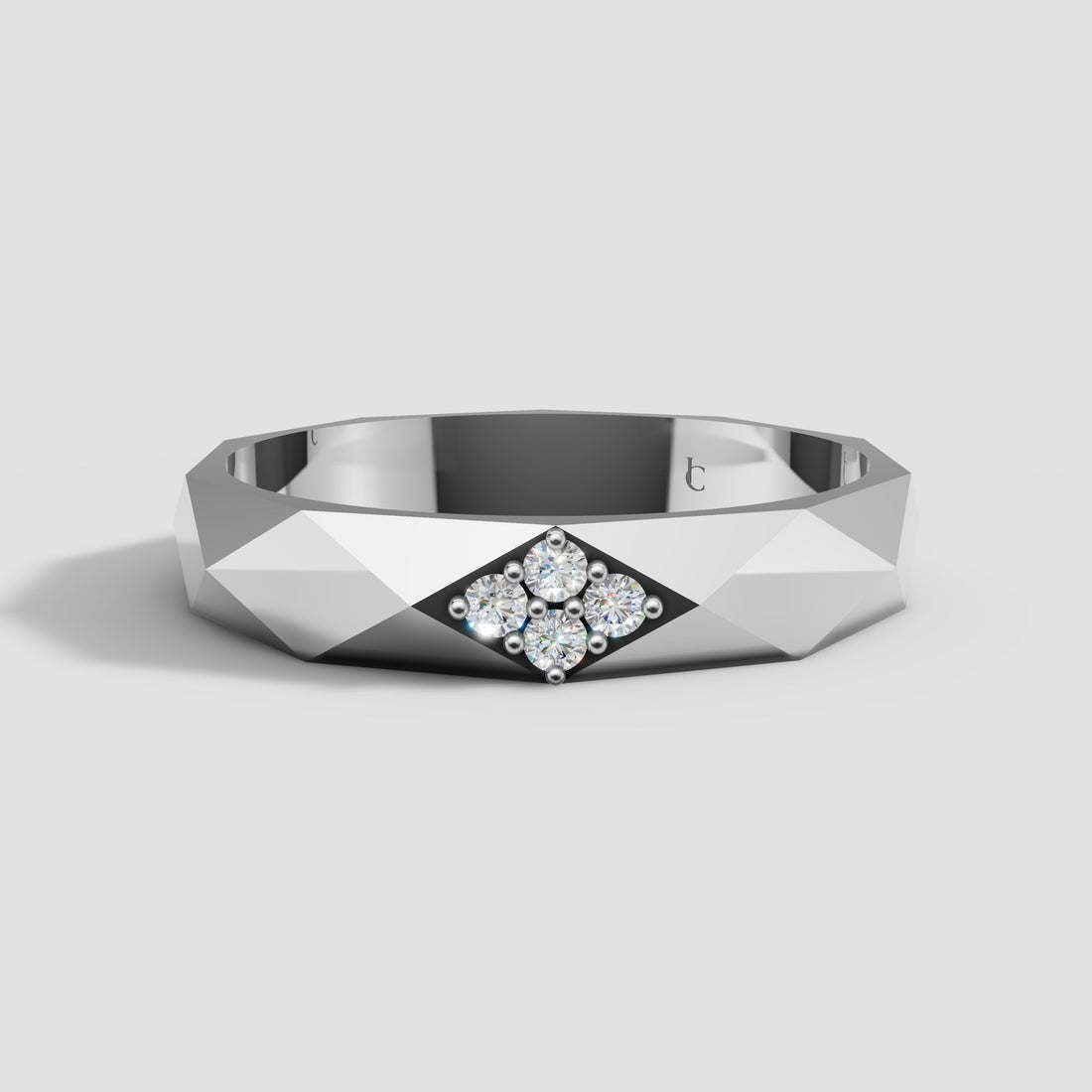 Nolan Faceted Diamond Band in White Gold