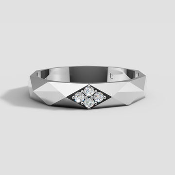 Nolan Faceted Diamond Band in White Gold