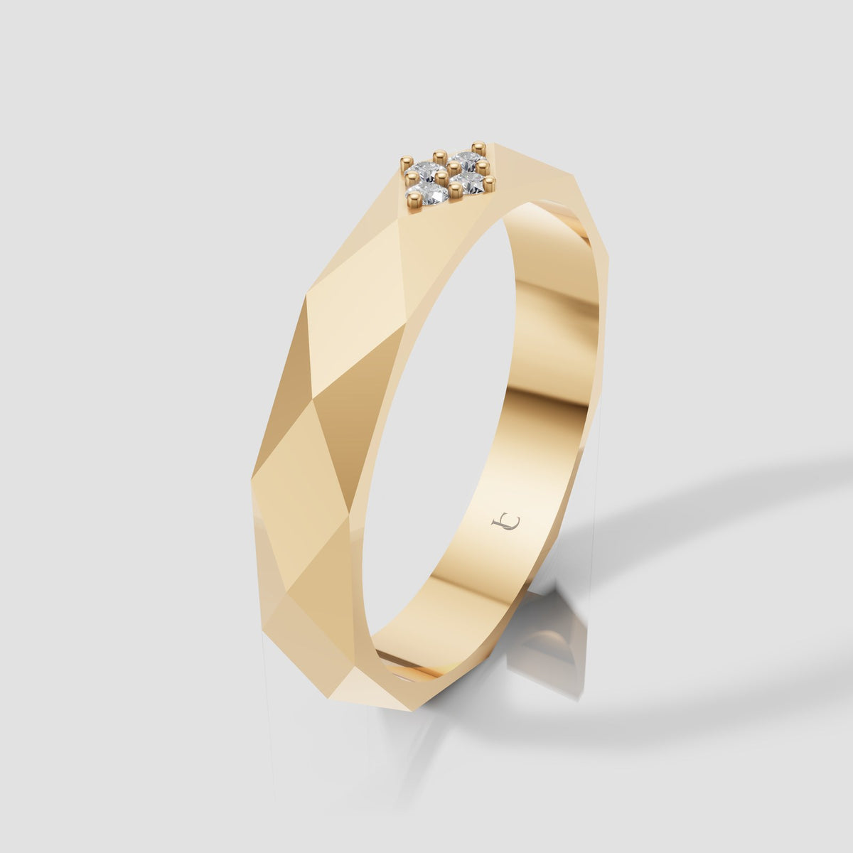 Nolan Faceted Diamond Band in Yellow Gold