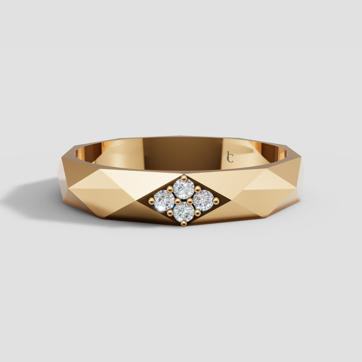 Nolan Faceted Diamond Band in Yellow Gold