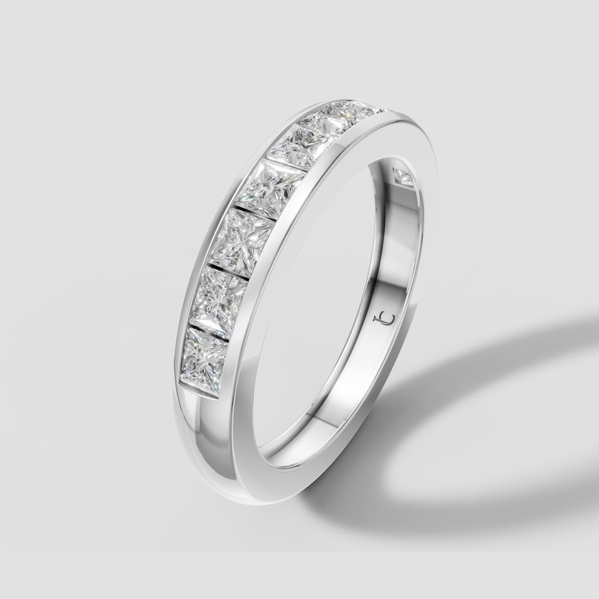 Nora Princess Channel Band in White Gold