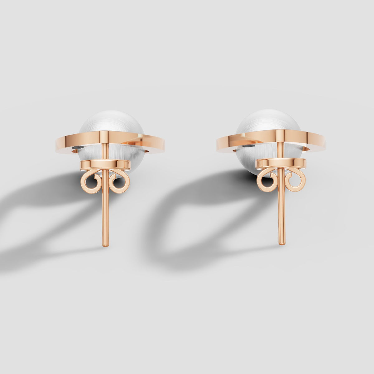Odile Pearl Teardrop Studs in Rose Gold