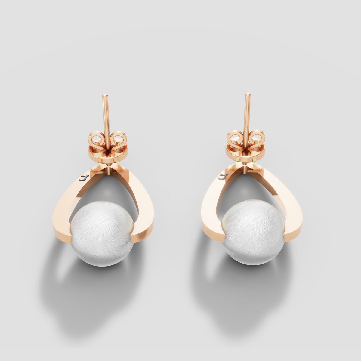 Odile Pearl Teardrop Studs in Rose Gold