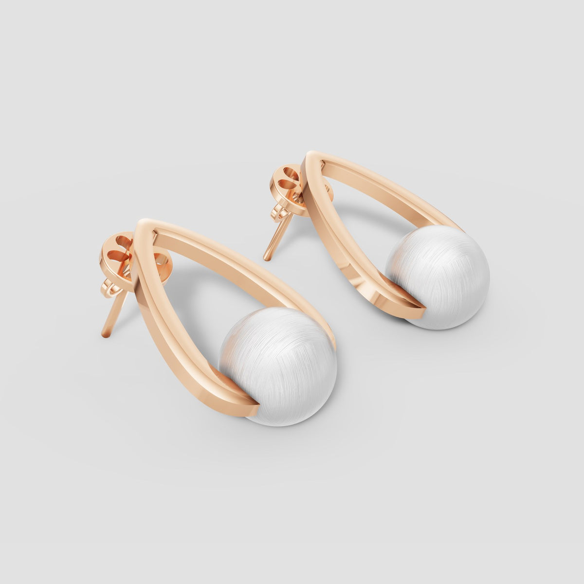 Odile Pearl Teardrop Studs in Rose Gold