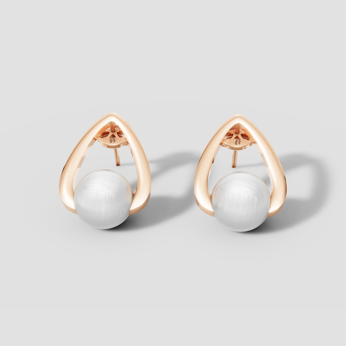 Odile Pearl Teardrop Studs in Rose Gold