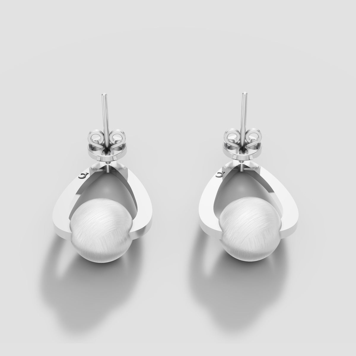 Odile Pearl Teardrop Studs in White Gold