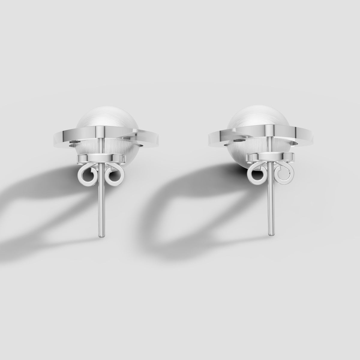 Odile Pearl Teardrop Studs in White Gold
