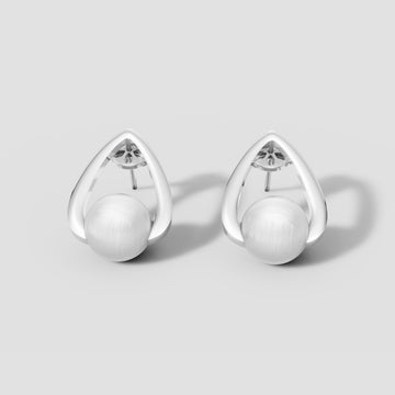 Odile Pearl Teardrop Studs in White Gold