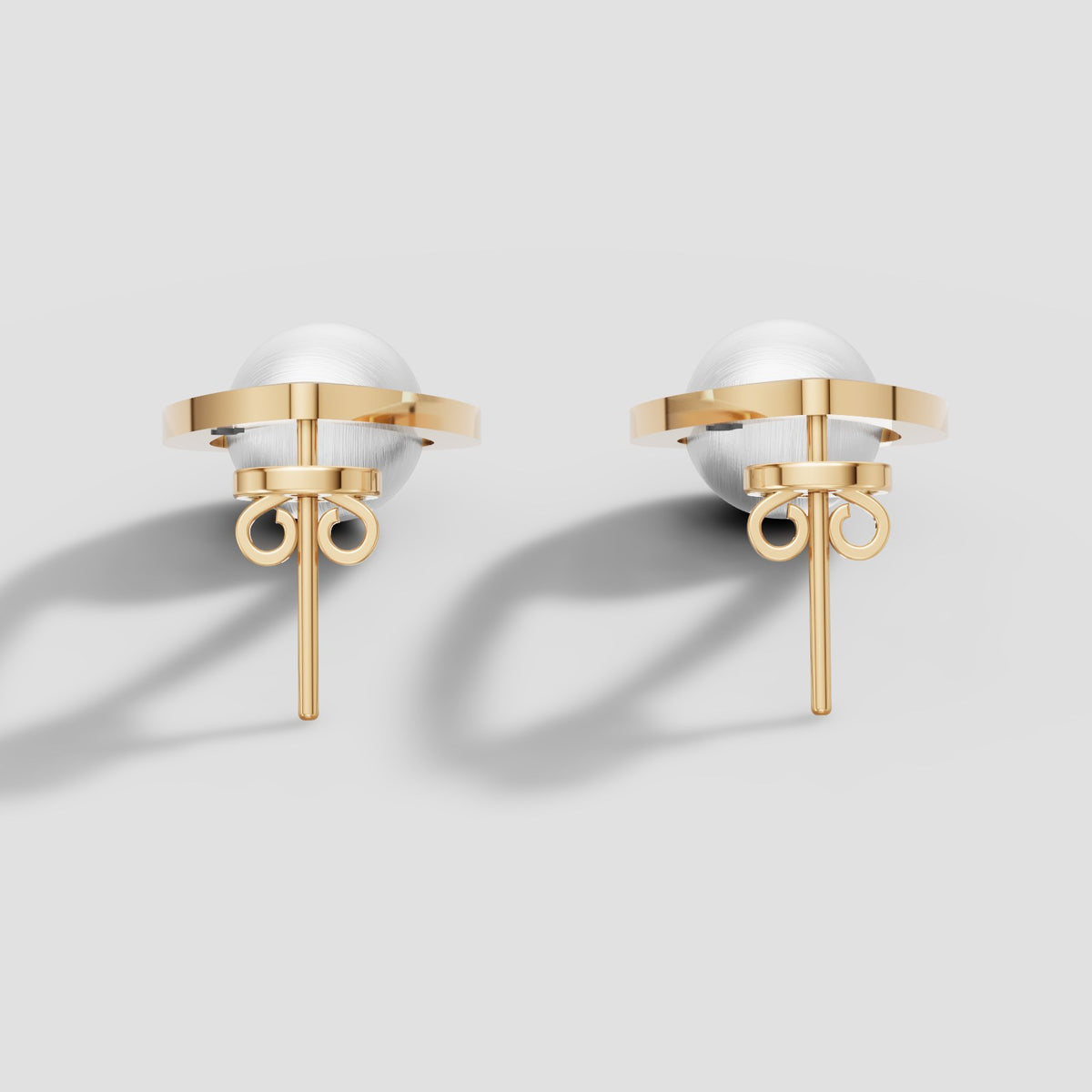 Odile Pearl Teardrop Studs in Yellow Gold