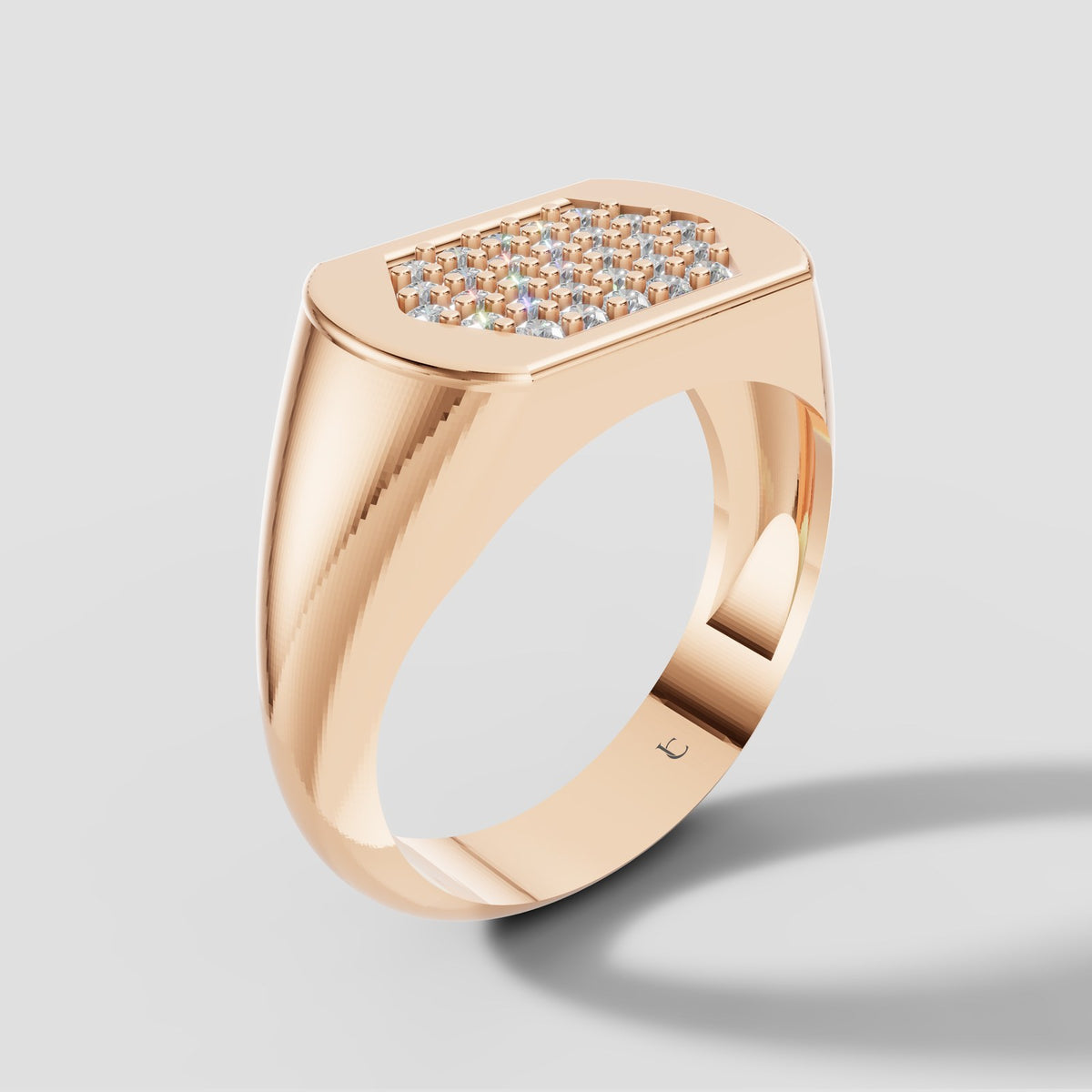 Orion Pave Signet in Rose Gold