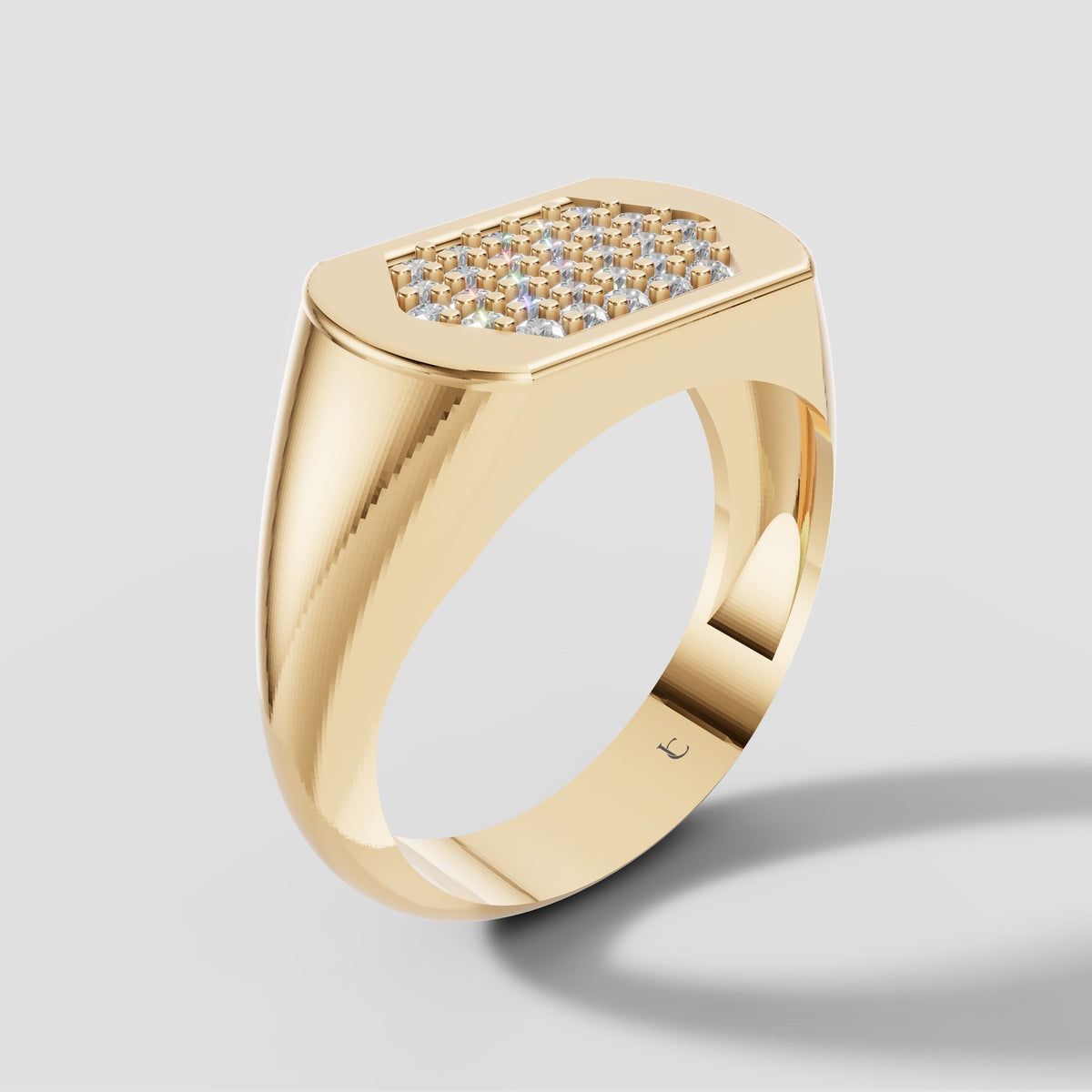 Orion Pave Signet in Yellow Gold