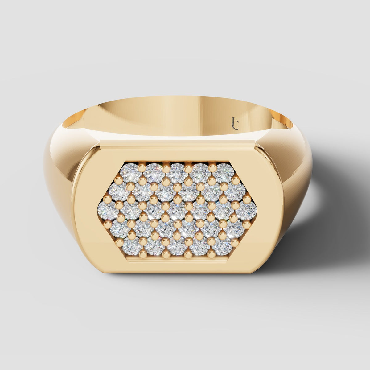 Orion Pave Signet in Yellow Gold