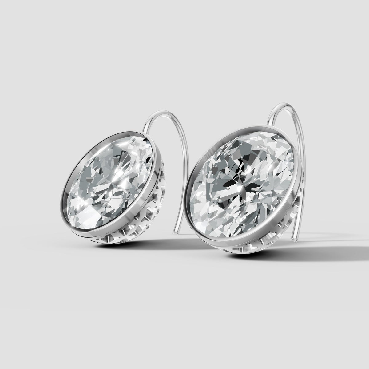 Oval Bezel Drops in White Gold