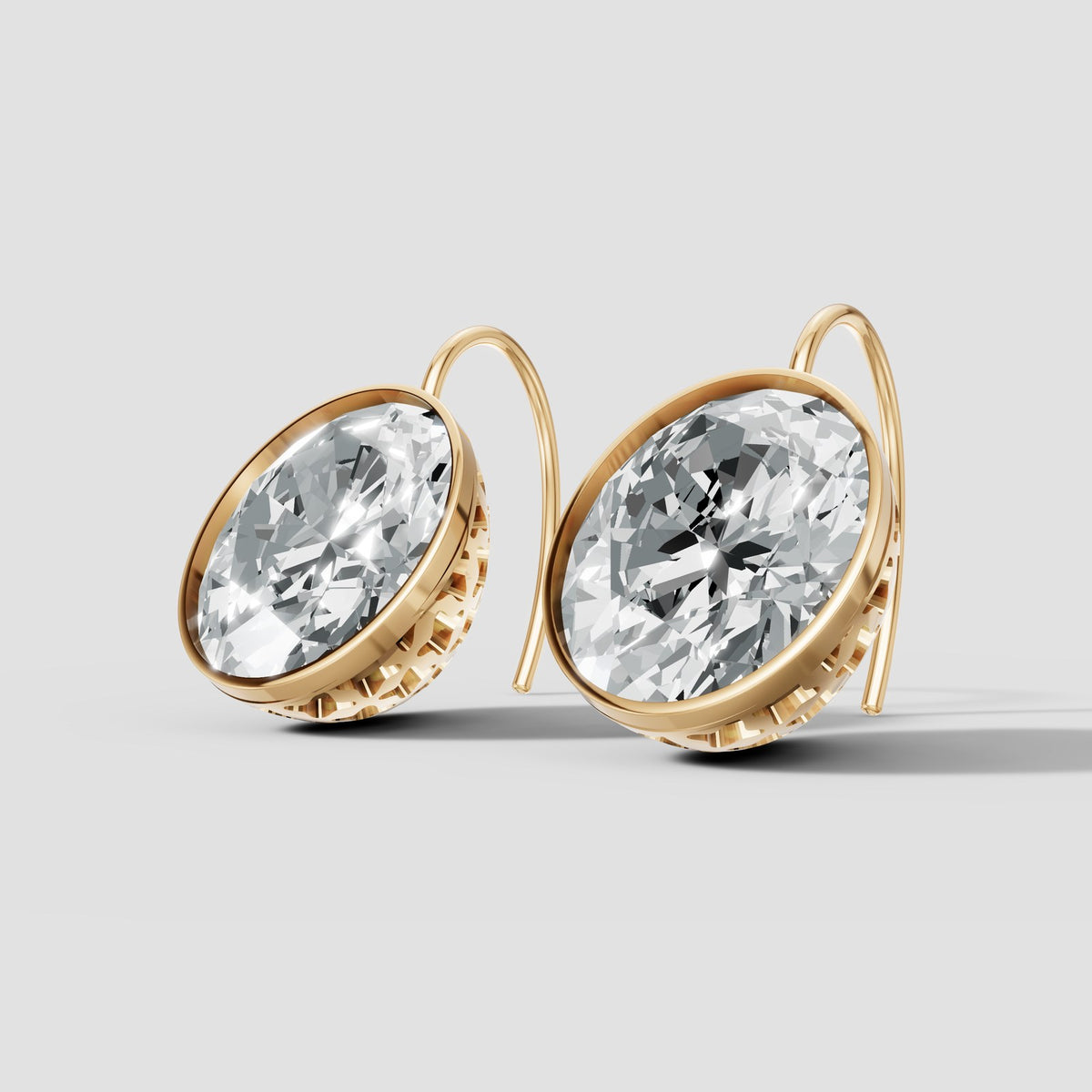 Oval Bezel Drops in Yellow Gold