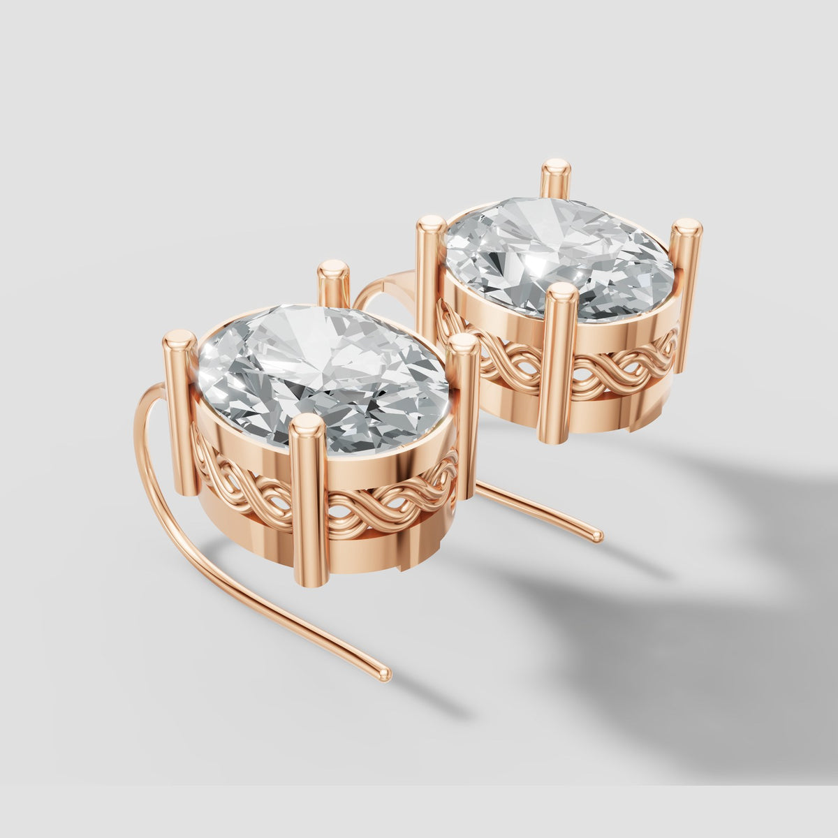 Oval Filigree Drops in Rose Gold