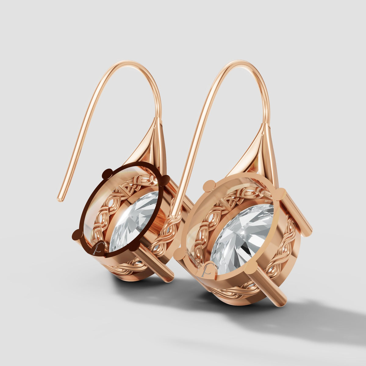Oval Filigree Drops in Rose Gold