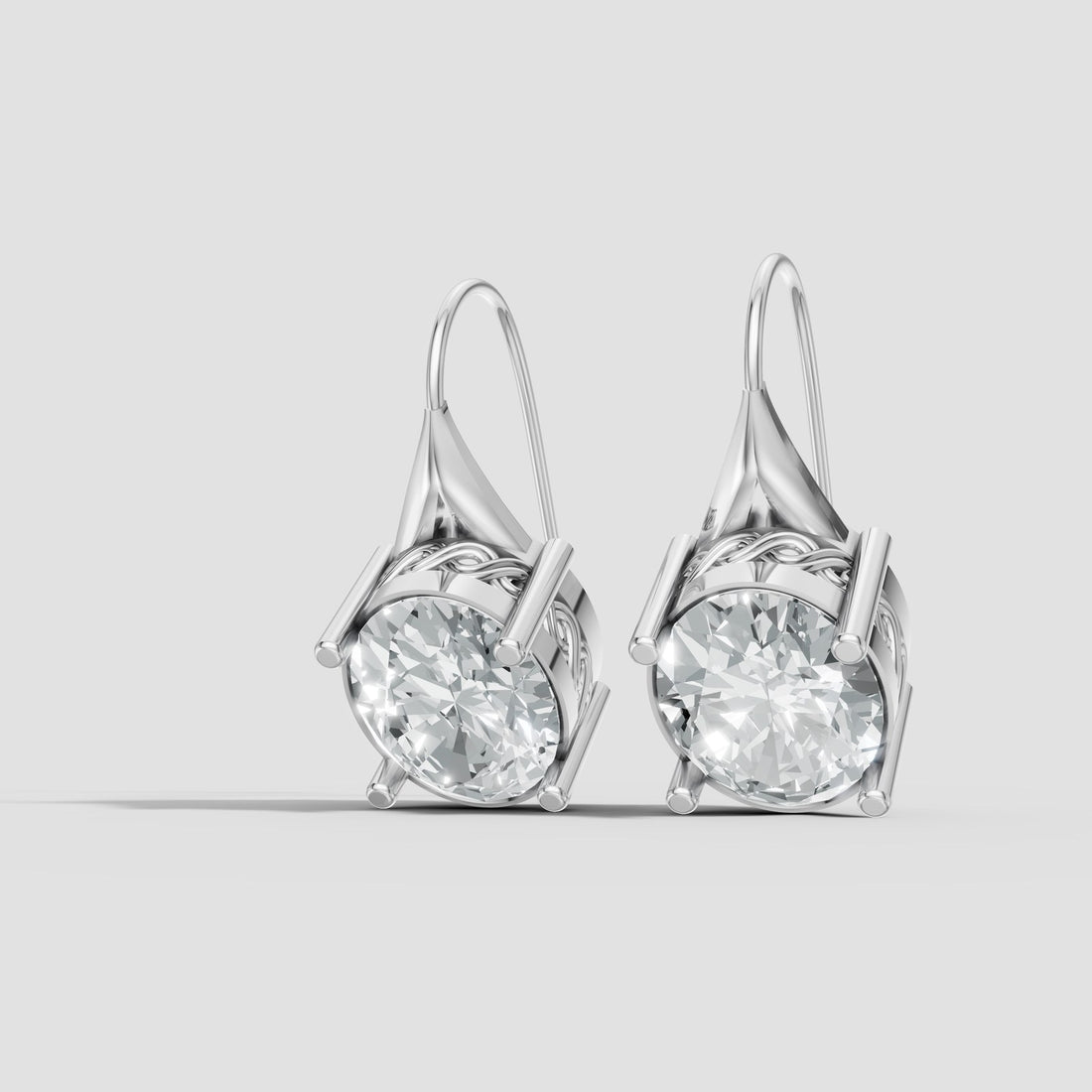 Oval Filigree Drops in White Gold