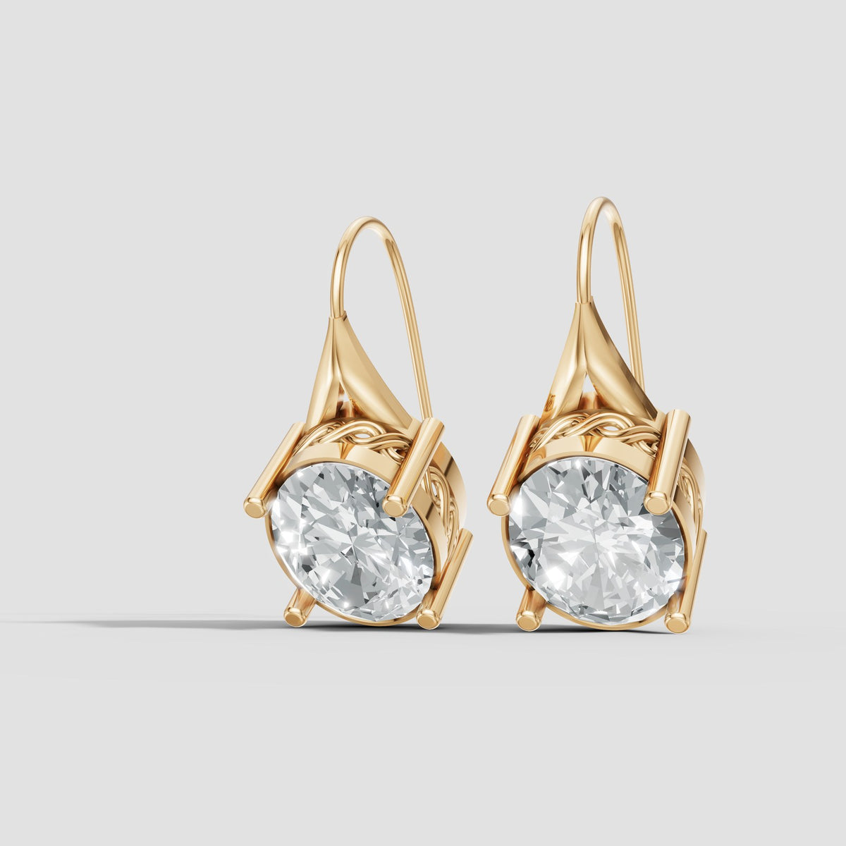 Oval Filigree Drops in Yellow Gold