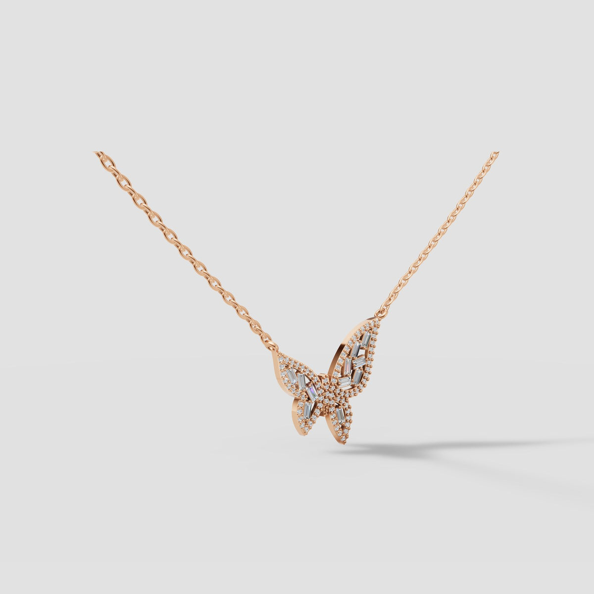 Papillon Butterfly Necklace in Rose Gold