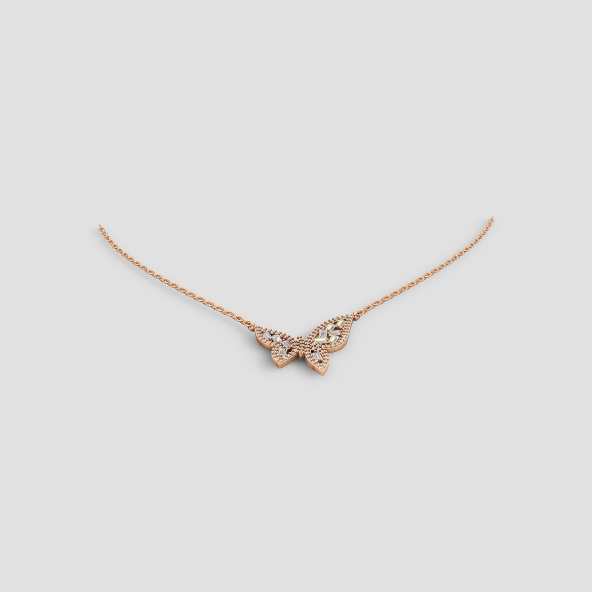 Papillon Butterfly Necklace in Rose Gold