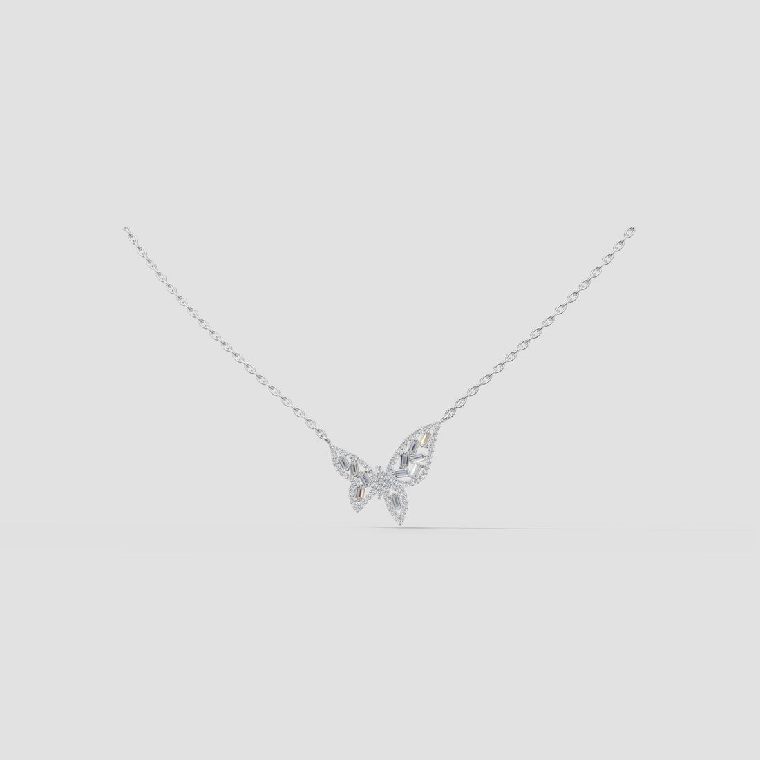Papillon Butterfly Necklace in White Gold
