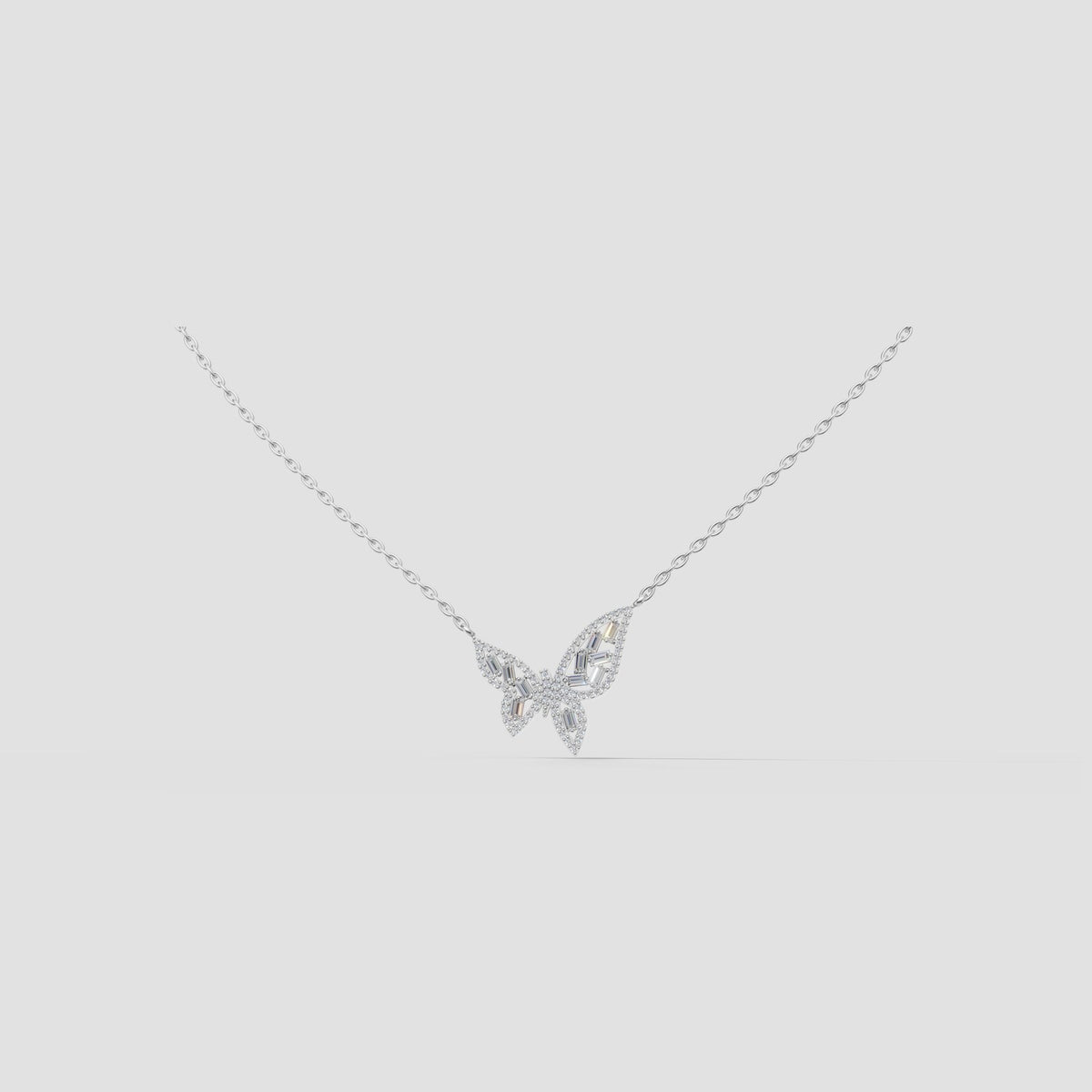Papillon Butterfly Necklace in White Gold
