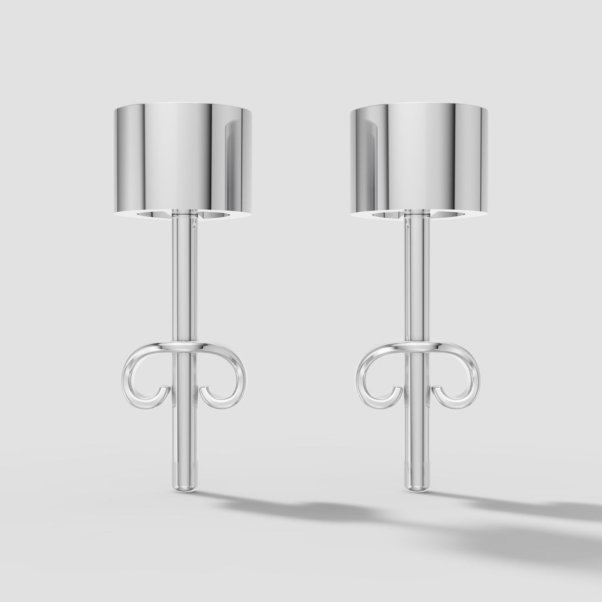 Pear Bezel Studs in White Gold