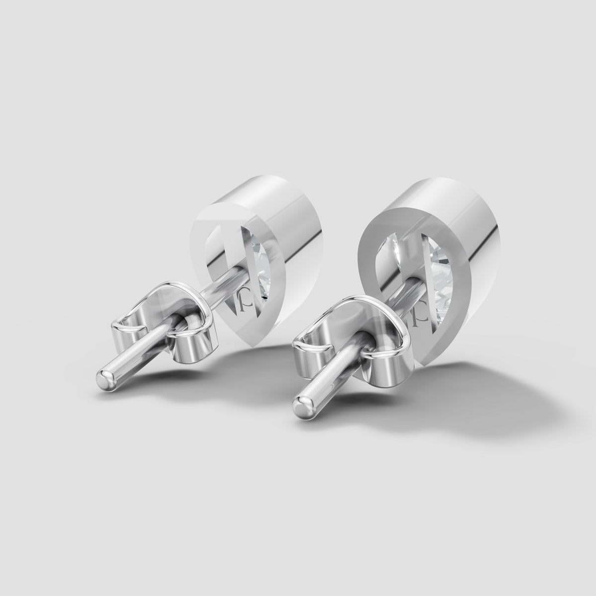 Pear Bezel Studs in White Gold
