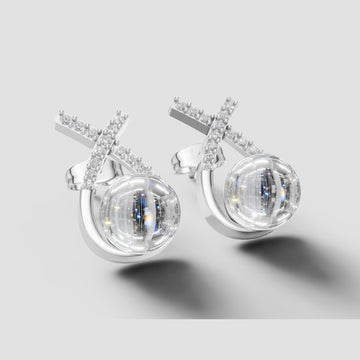 Perla Crossover Pearl Earrings in White Gold