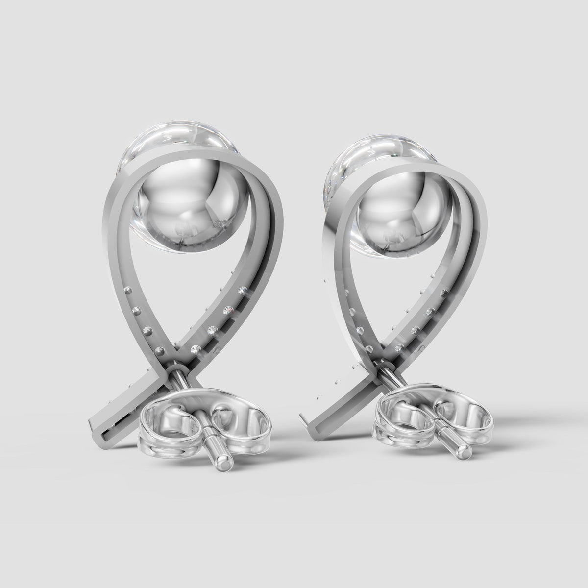 Perla Crossover Pearl Earrings in White Gold