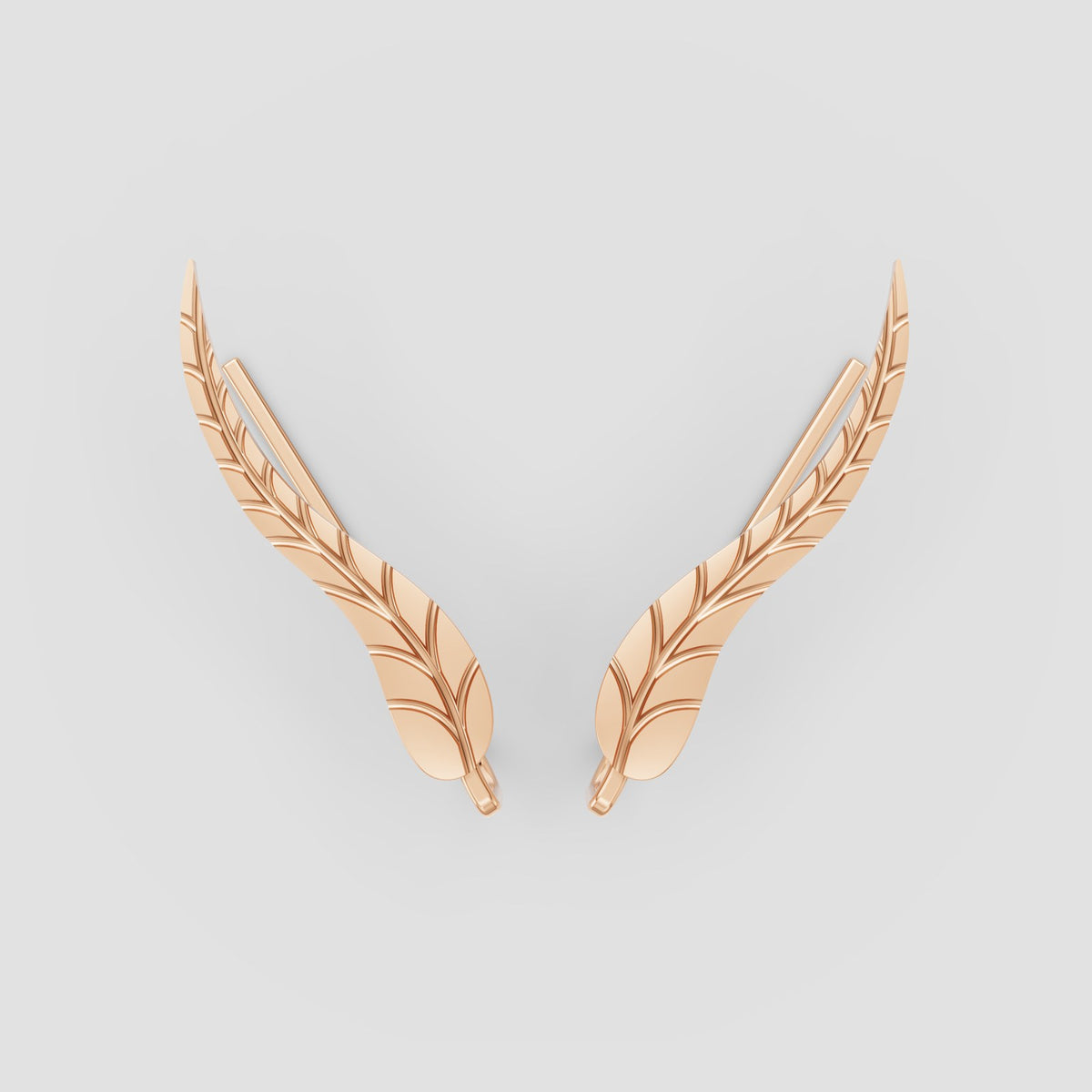 Plume Leaf Ear Climbers in Rose Gold