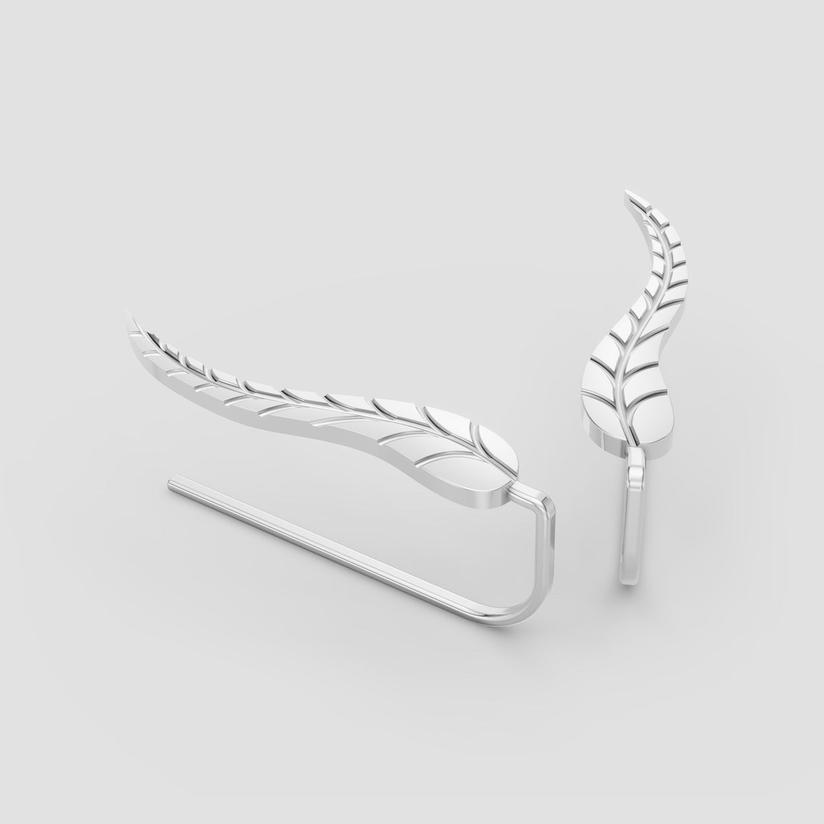 Plume Leaf Ear Climbers in White Gold