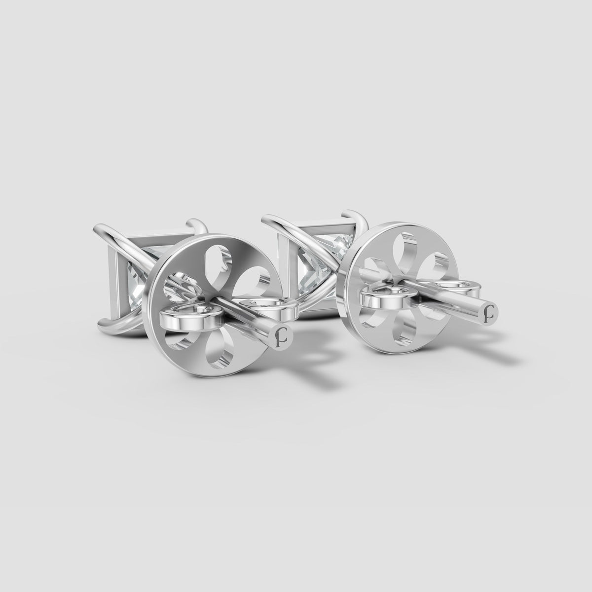 Princess Four Prong Studs in White Gold