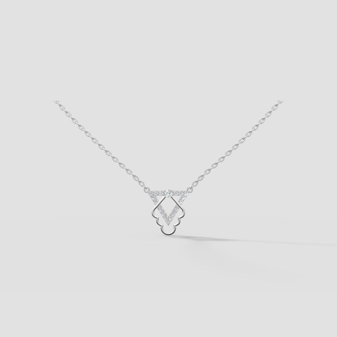 Prism Open Heart Necklace in White Gold