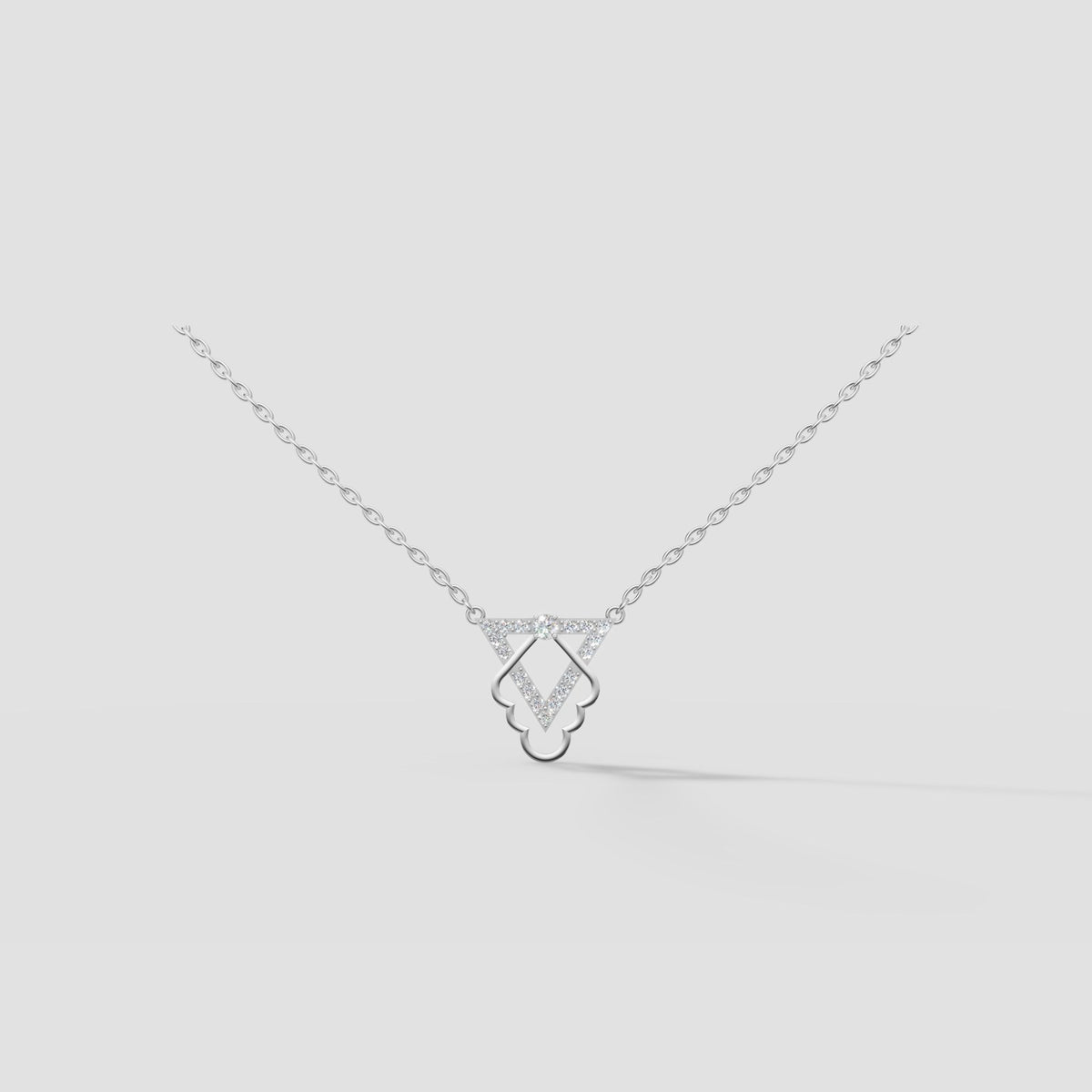 Prism Open Heart Necklace in White Gold