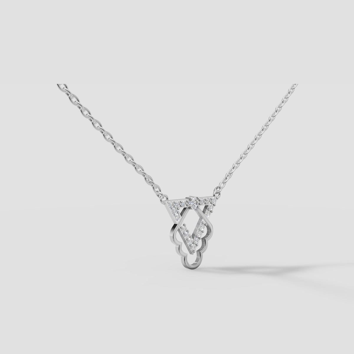 Prism Open Heart Necklace in White Gold